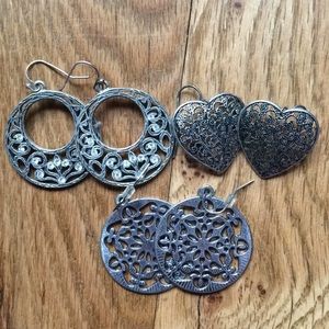 Lot 3 pairs silver earrings